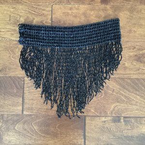 Hip Shakers Beaded Elastic Waist  Belly Dance Skirt -Color Black- OS-